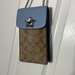 Coach - Blue and Brown Phone/Wallet Crossbody